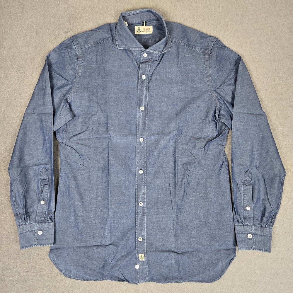 Luigi Borrelli Napoli Archivio 1957 Shirt Mens 16-41 Luxury Vintage Denim Italy